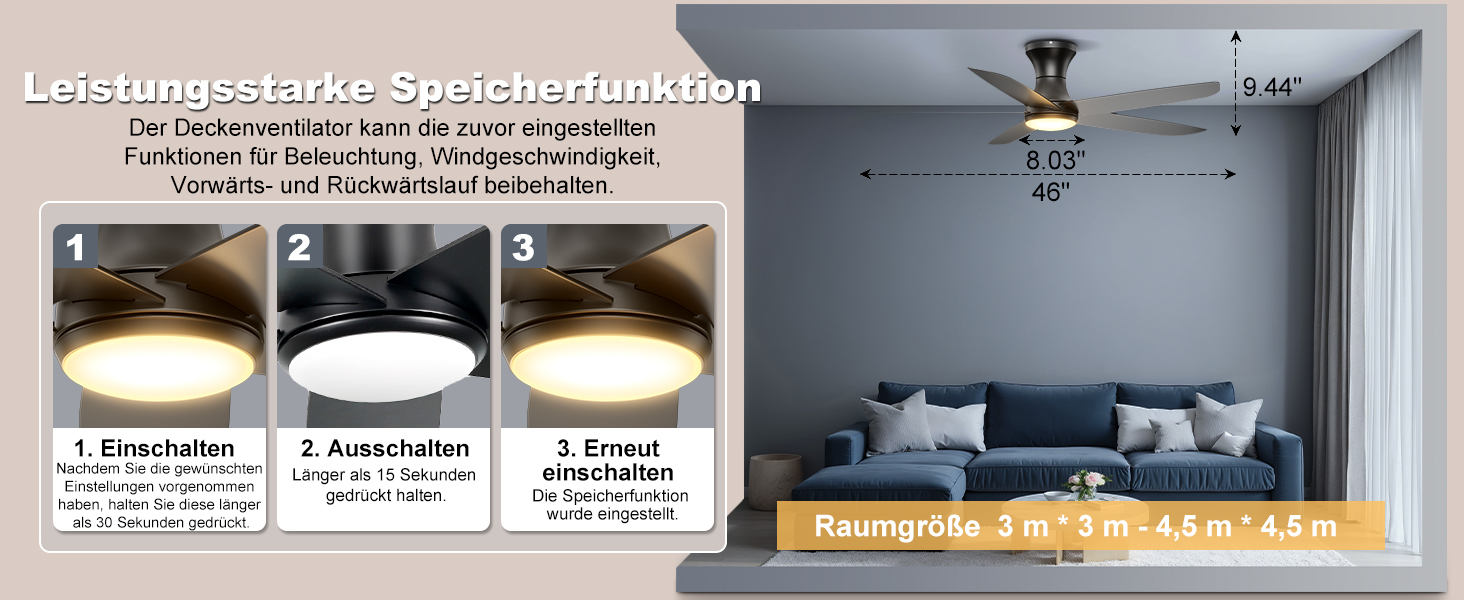 Стеляний вентилятор Ohniyou з підсвіткою та пультом дистанційного керування, 117 см, керування через додаток, регулювання яскравості, тихий DC-двигун, для спальні, тераси, кухні, чорний