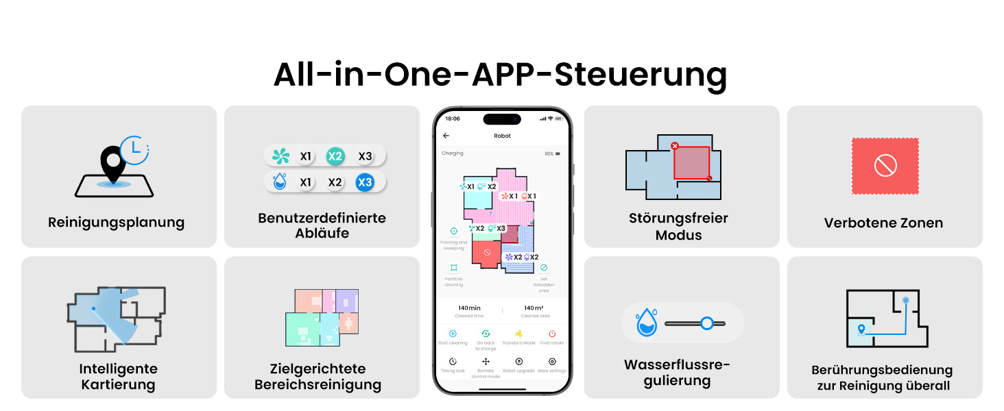 Робот-пилосос LEFANT M1 Pro: з картографією, функцією миття, 5500Pa, для тварин, керування через додаток/Alexa, білий/чорний