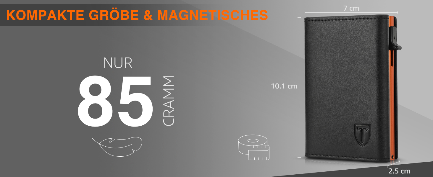 Чоловічий гаманець TEEHON з RFID захистом, відділенням для монет, 7 відділень для карток та ID-вікном, шкіряний, чорно-помаранчевий