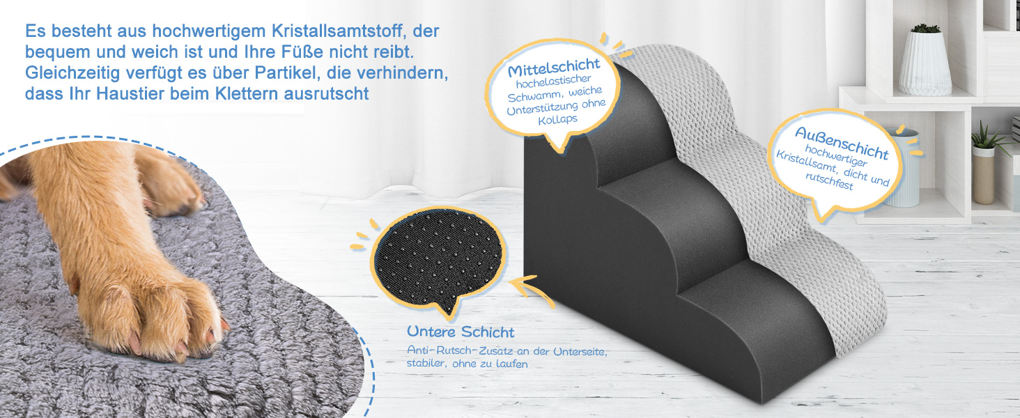 Сходинки для собак Couleeur 3 ступені: зручні та портативні для літніх та поранених тварин