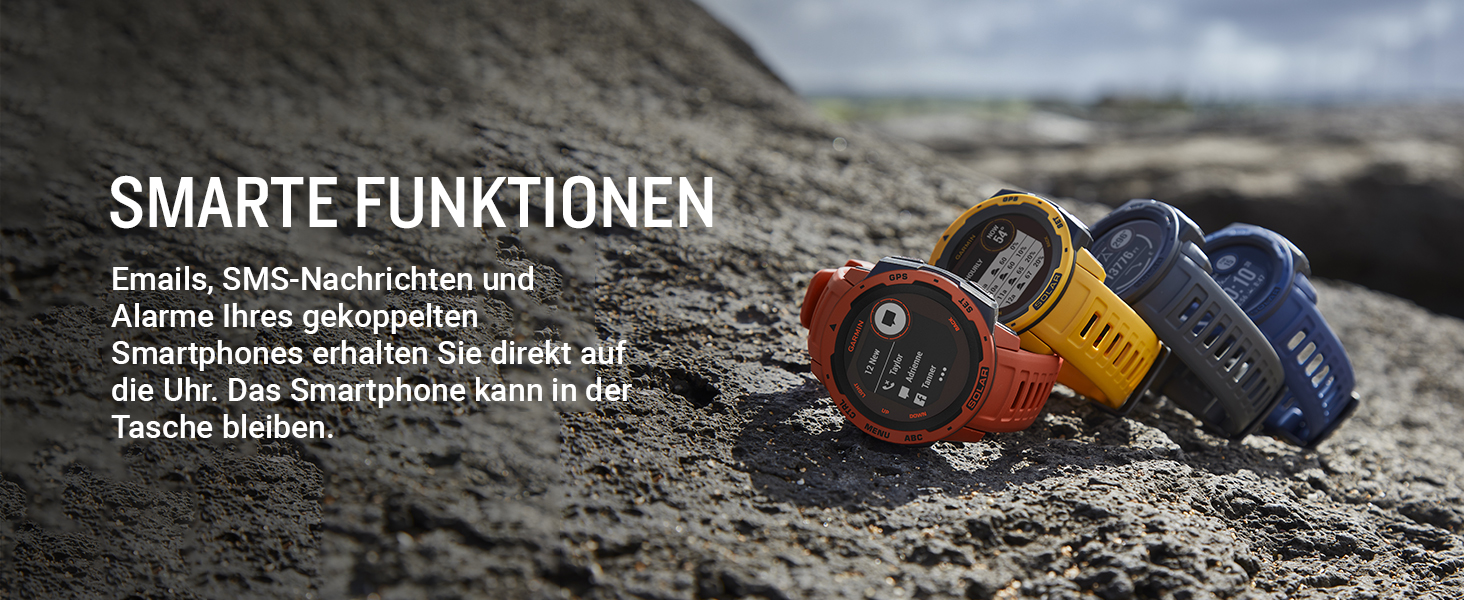 Garmin Instinct - водонепроникний GPS-годинник зі спортивними та фітнес-функціями. Вимірювання частоти серцевих скорочень на зап'ясті, фітнес-трекер та сповіщення зі смартфона. Різні моделі (Instinct Solar, Lila)