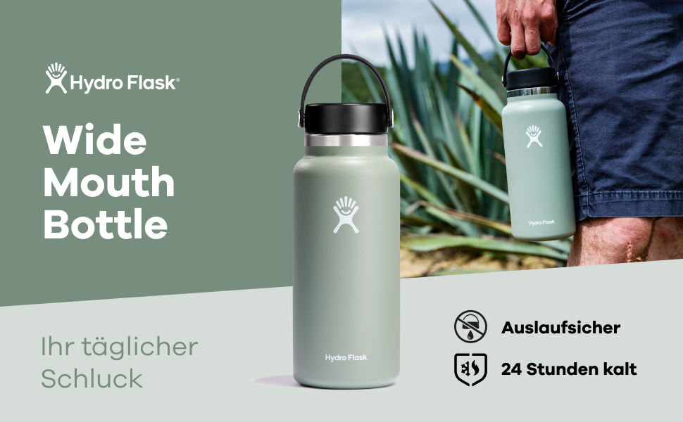 Термобутилка HYDRO FLASK 1180 мл із нержавіючої сталі, ізольована спортивна пляшка для води з герметичною кришкою Flex Cap, ремінцем, Berry, підходить для посудомийки