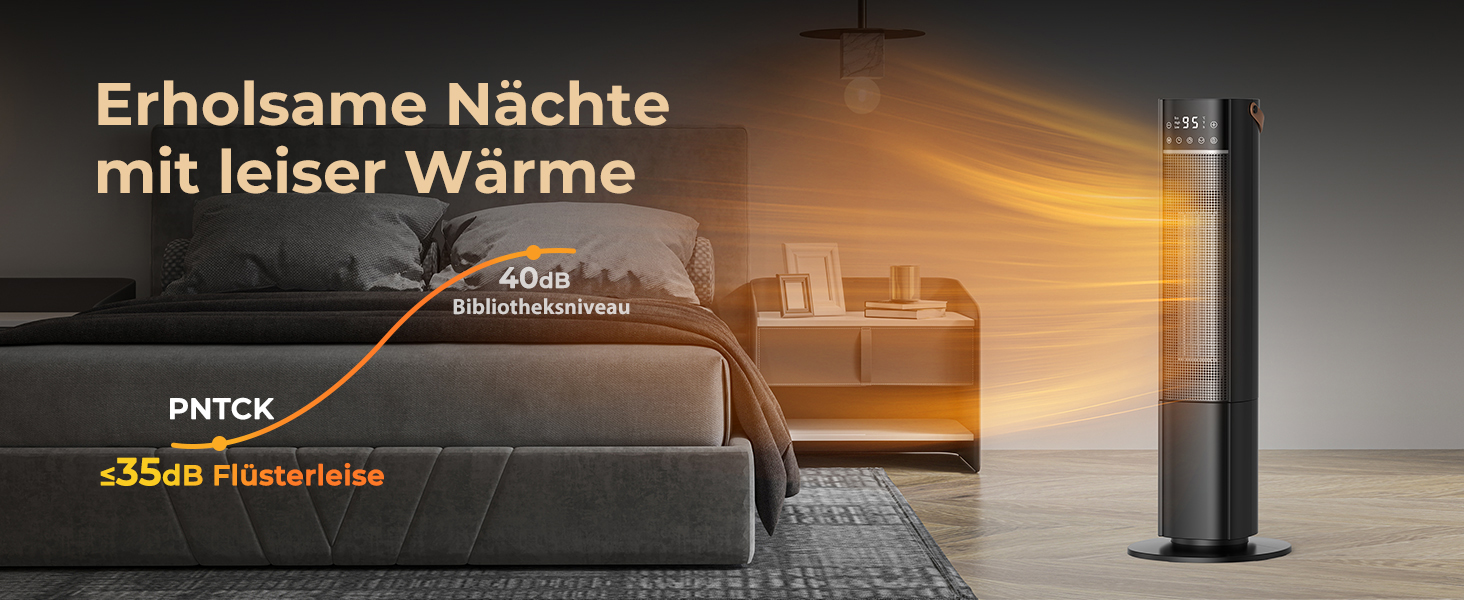 Електричний обігрівач PTC з керамічним нагрівачем, 2000W, 75° обертання, термостат, тихий, 3 режими, таймер 24 год, захист від перегріву та перекидання