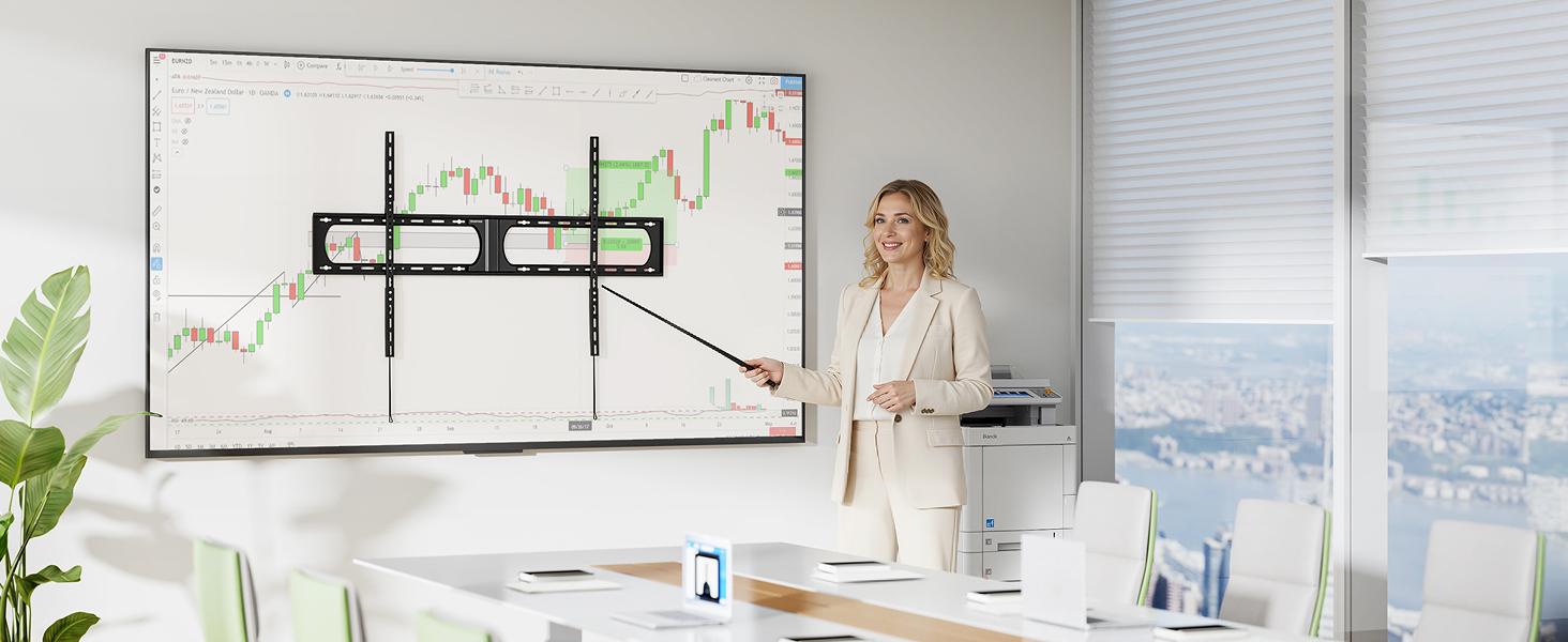 Кріплення для телевізора monTEK Heavy Duty – настінне кріплення для телевізорів 37-140 дюймів, до 136 кг, ультратонкий профіль 32 мм, сумісність з дерев'яними стійками 406/450/600 мм, VESA до 1200x800 мм