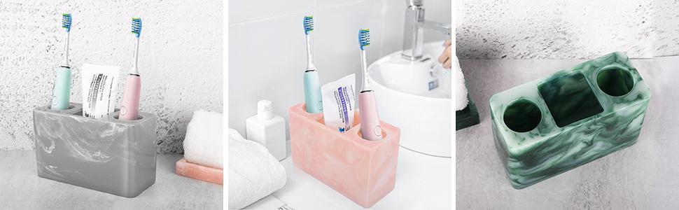 Тримач для зубних щіток Luxspire з 3 відділеннями, для електричних зубних щіток, органайзер для пасти та ручок, білий