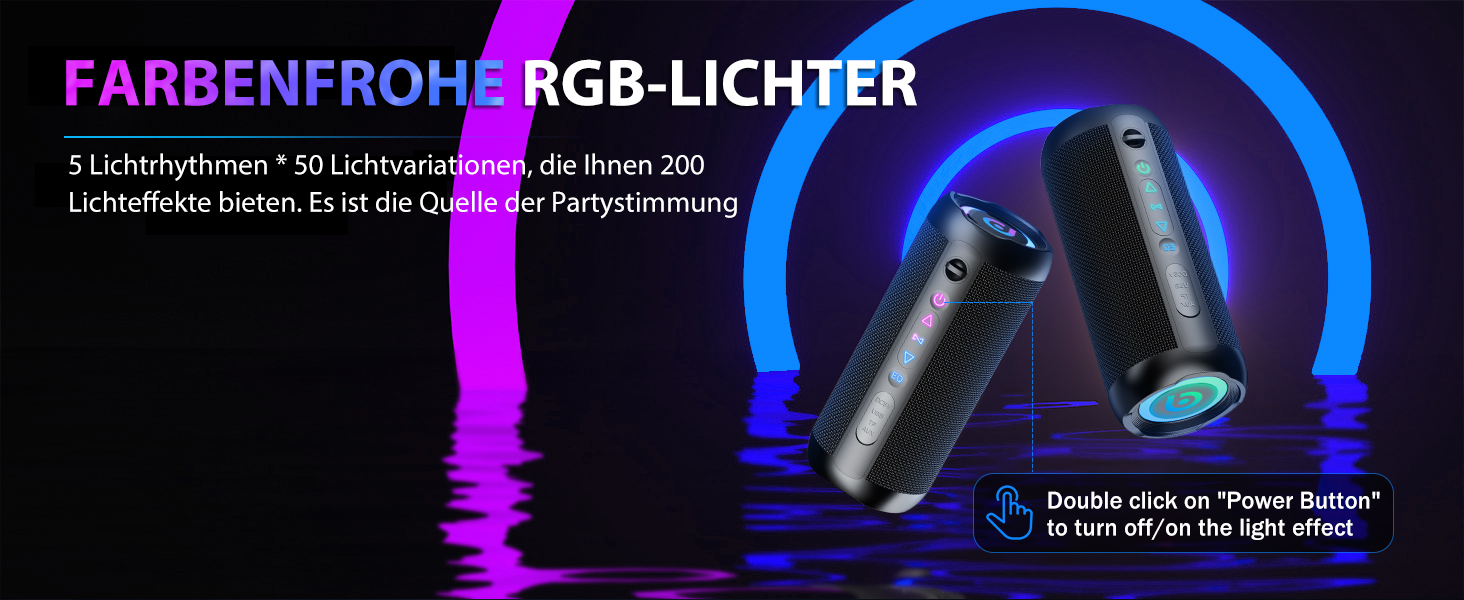 Портативна Bluetooth колонка з підсвічуванням, 30W, водонепроникна IPX7, подвійний бас, акумулятор 3000mAh, RGB, TWS, AUX, TF картка, для відпочинку на природі, вечірок та подорожей