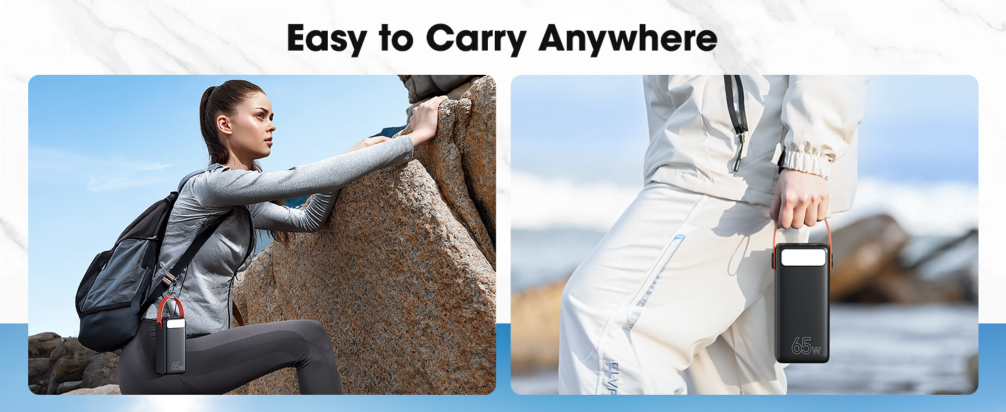 Power Bank 60000mAh 65W з 3 виходами USB-C, чорний: для ноутбуків, смартфонів, планшетів