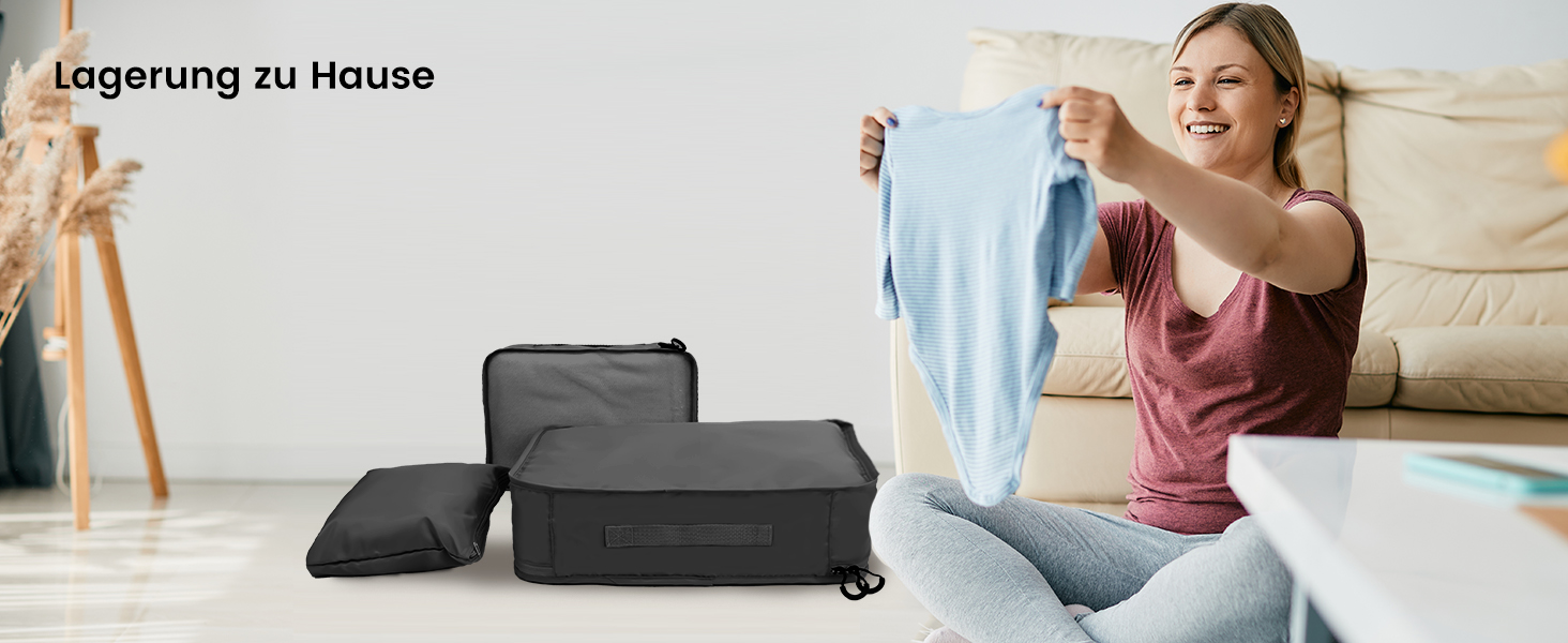 Органайзери для валізи Packing Cubes, 8 шт., водонепроникні, чорні + косметичка