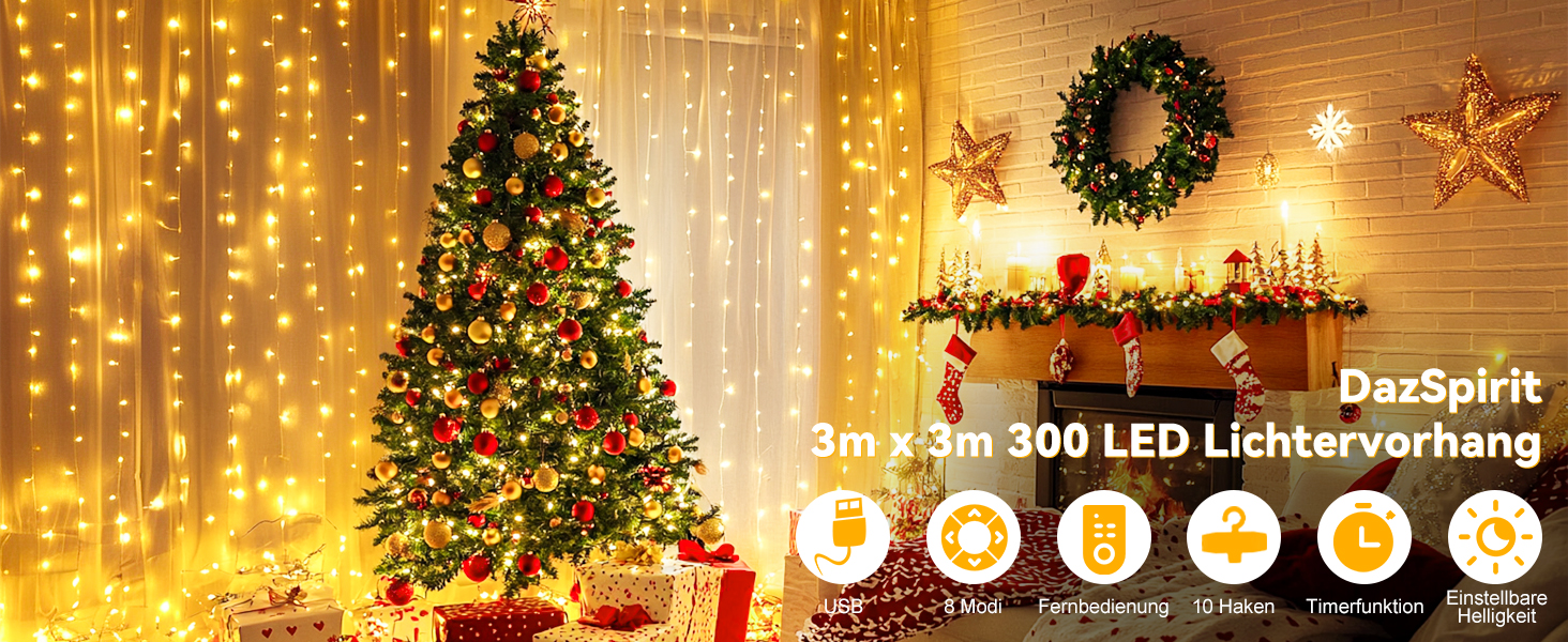 Льодогенератор 3Mx3M 300 LED, USB, з пультом та таймером, для декору, водонепроникний, білий/теплий білий