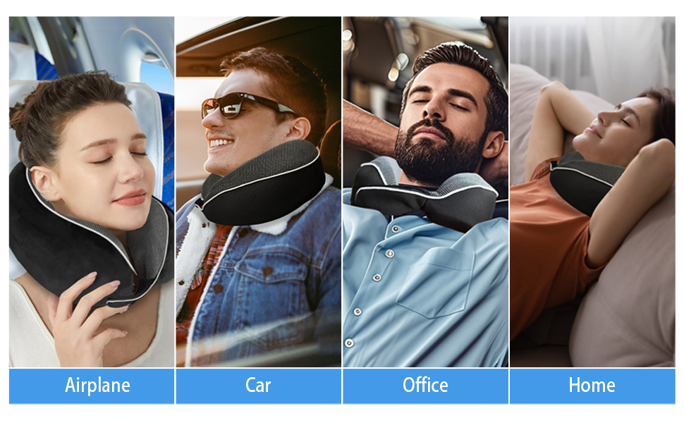 Подушка для шиї у літак, автобус, поїзд: компактна, з memory foam, ергономічна, з чохлом, для комфортного сну