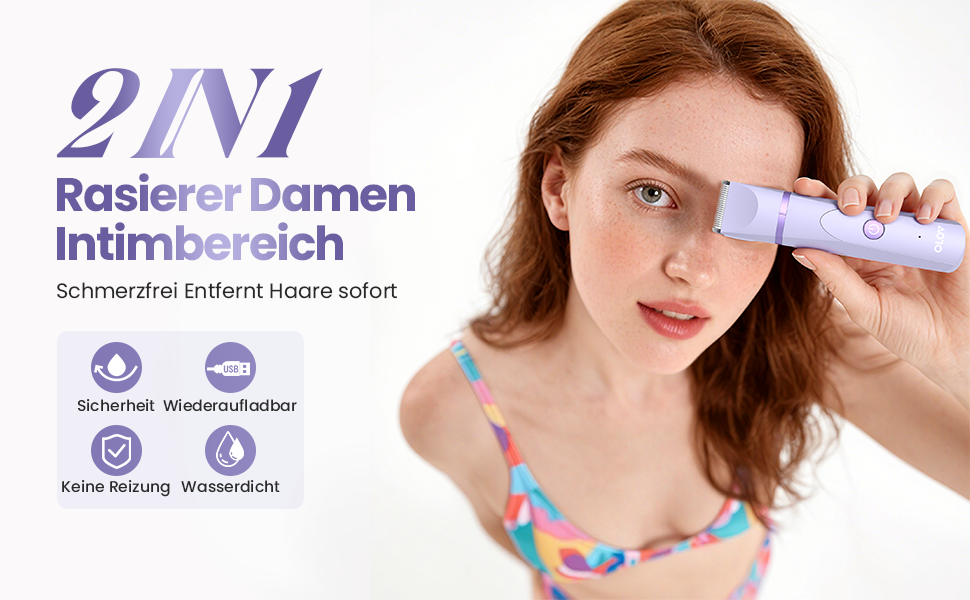 Електричний жіночий епілятор для тіла та обличчя, для інтимної зони, USB, фіолетовий
