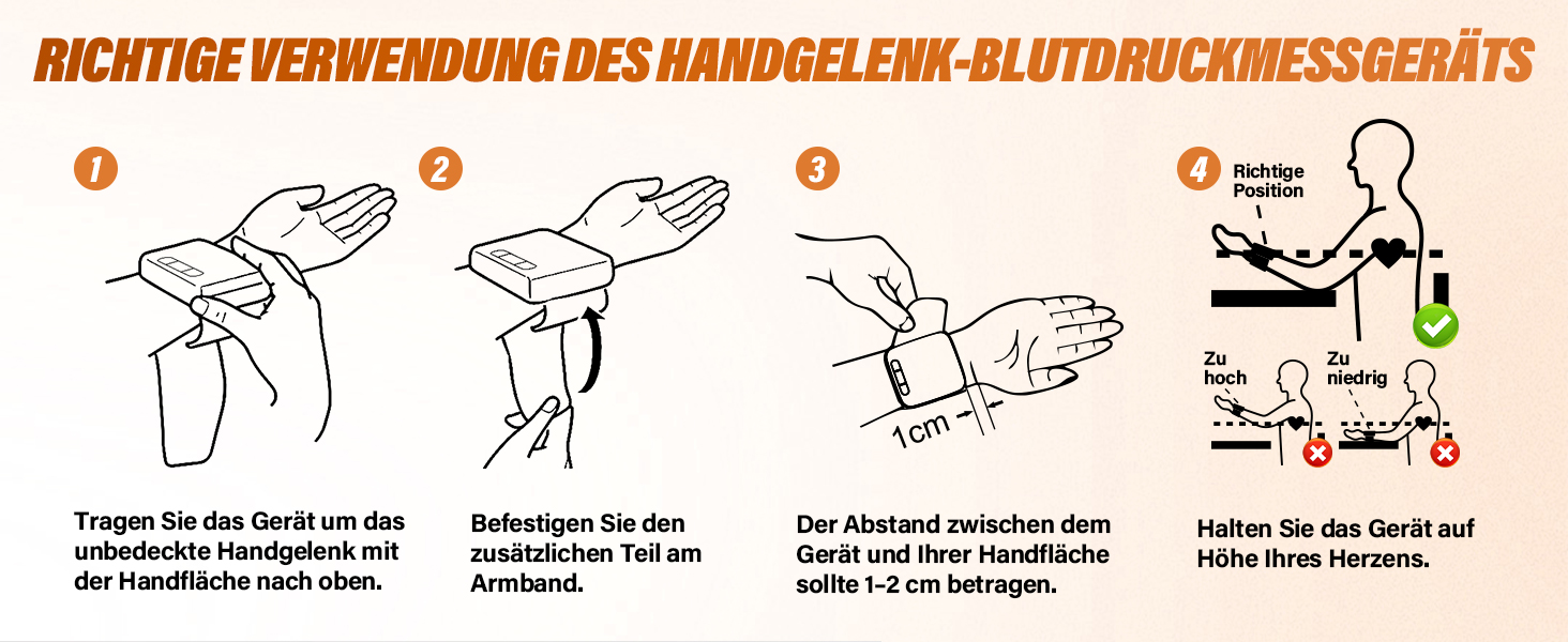 Цифровий тонометр WADEO на зап'ясті, оголошення 5 мовами, виявлення аритмії, портативний тонометр для дому та в дорогу, 2 x 99 пам'ять, з батарейками та коробкою для зберігання, білий