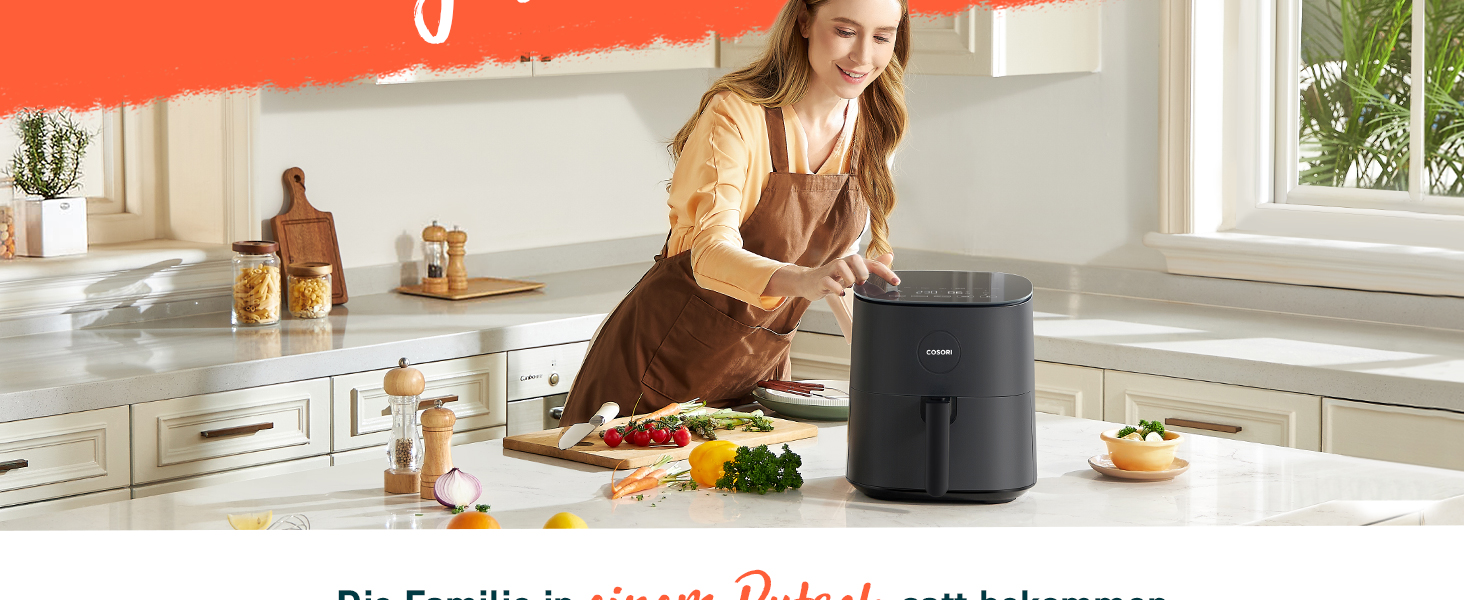 Фритюрниця повітряна COSORI 4.7L, 7-в-1, сіра, 230°C, тиха (55dB), 100+ рецептів, економна (55%)