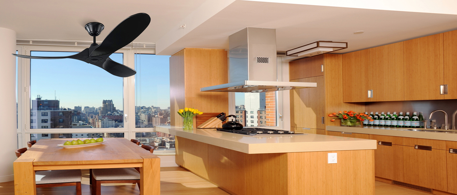 Вентилятор стельовий дерев'яний без освітлення з пультом керування, тихий, для вологого приміщення (152см, коричневий)