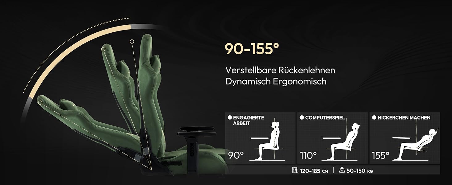 Ігровий крісло Dowinx з мікрофібри-велюру: дихаюче, ергономічне, з підніжкою (зелене)