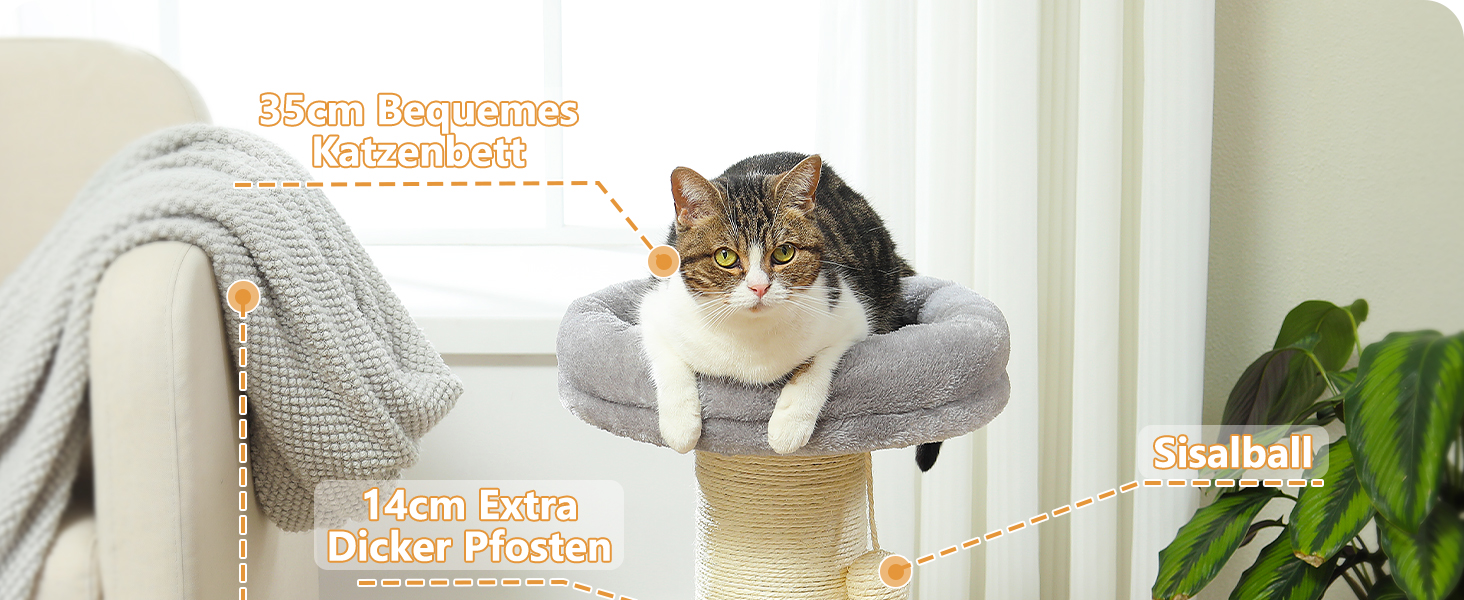 Котячий когтетоп PAWZ Road: високий, з м'яким ліжком та іграшкою, діаметр 14 см