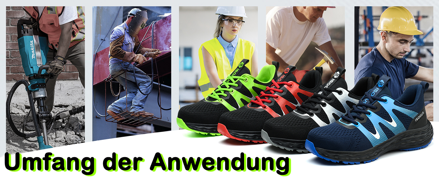 Черевики робочі ISOOUS для чоловіків та жінок, захисні черевики зі сталевим підноском, спортивні, червоні, антиковзаючі, дихаючі, 43 EU