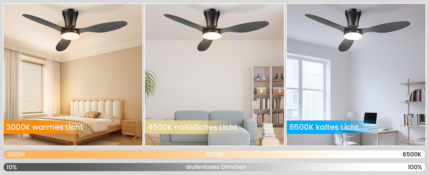 Стеляний вентилятор з підсвічуванням, тихий, 106 см. З пультом керування, 3 режими, регульоване LED-освітлення, 6 швидкостей для спальні/вітальні