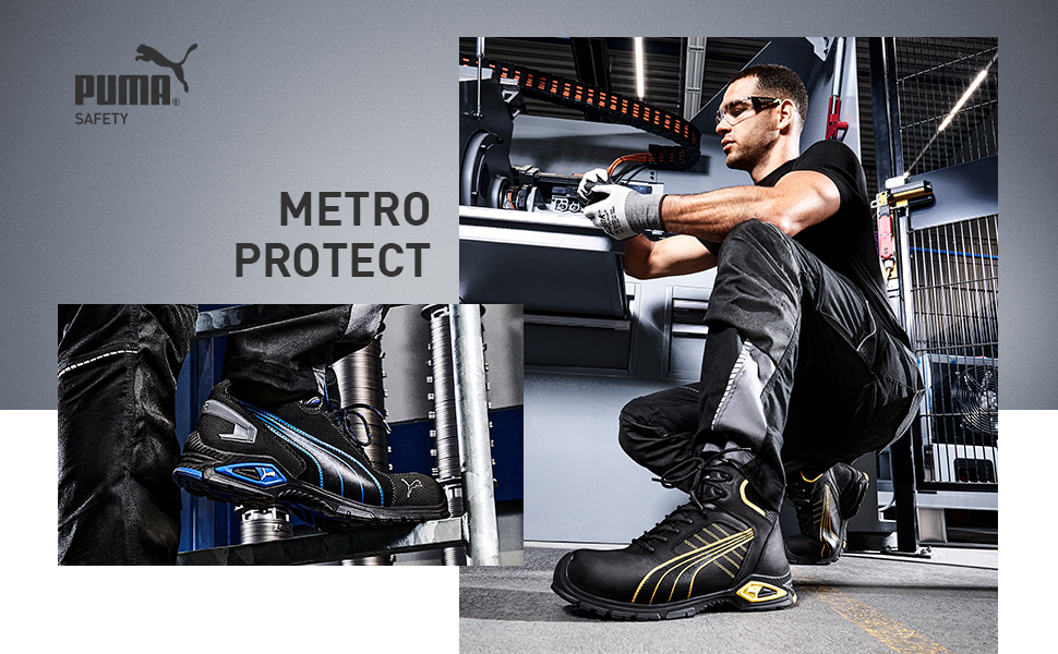 Робоче взуття PUMA Safety Rio Black Mid S3 SRC - чоловічі чорні черевики для роботи з металевим носком, антипробуксовні, 46 EU