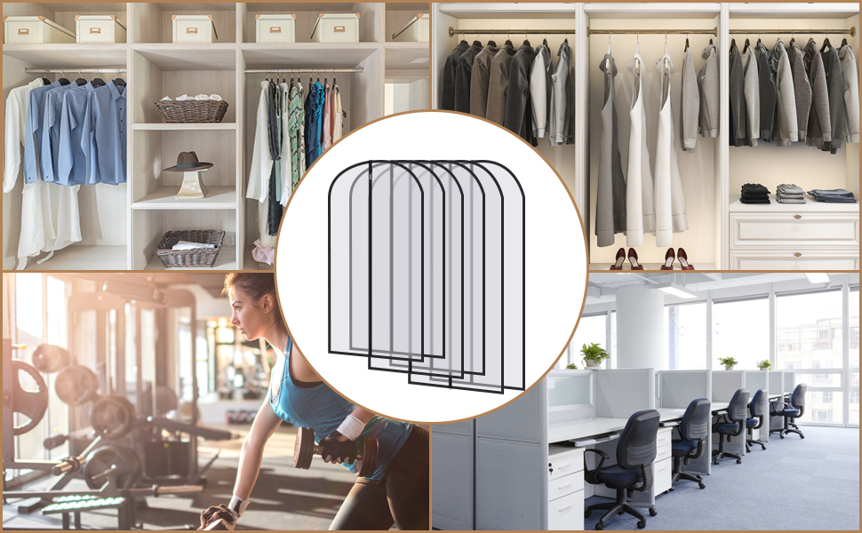 16 чорних мішків для одягу з блискавкою, 60 x 120/100/80 см. Захисні мішки для одягу, костюмів, пальто, суконь, сорочок. Організація та зберігання одягу.