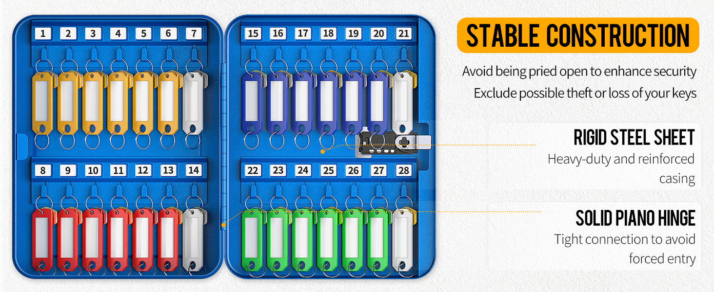 Шкафчик для ключів Uniclife на 60 позицій з комбінацією та ключовим замком, регульовані полиці, цифрова скринька, органайзер ключів (блакитний)