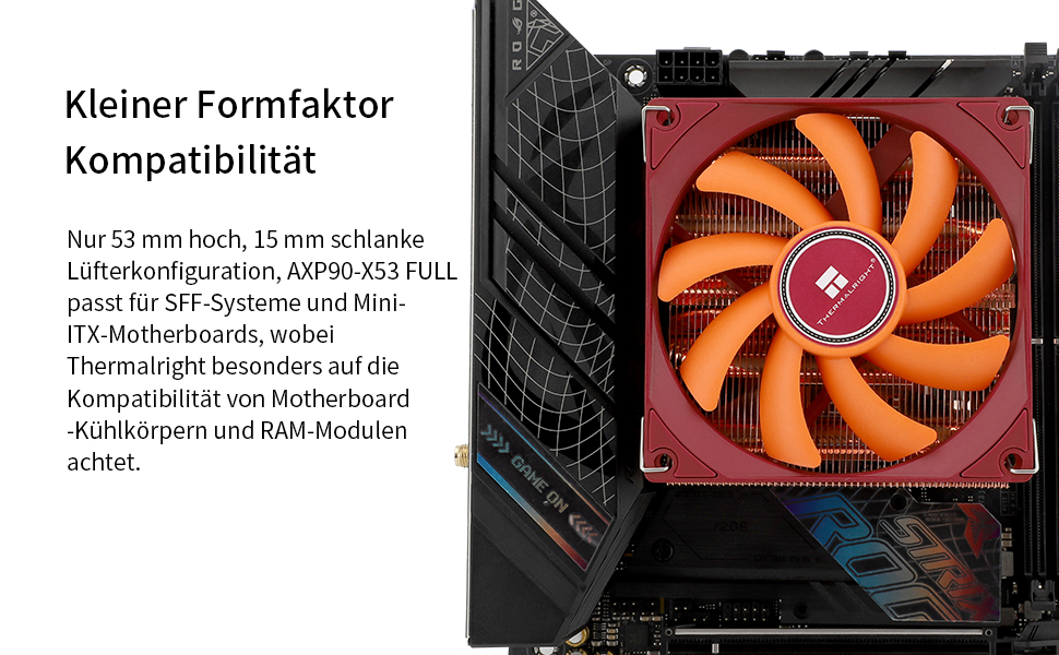 Thermalright AXP90-X53: Низькопрофільний кулер для CPU з білим вентилятором TL-9015w, 53 мм, AGHP, сумісний з AMD AM4/Intel 1700/1150/1151/1155/1156/1200