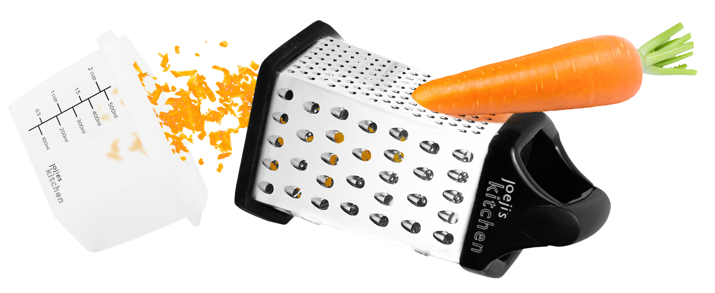 Трка для сиру Joeji's Kitchen з контейнером - 6 сторін, ручна, з нержавіючої сталі, багатоцільова для сиру, овочів та фруктів