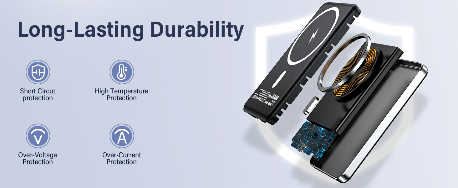 Power Bank MiniMag Ultra Slim 5000mAh з PD 22.5W та бездротовою зарядкою 15W (Mini, Portable, iPhone, Android)