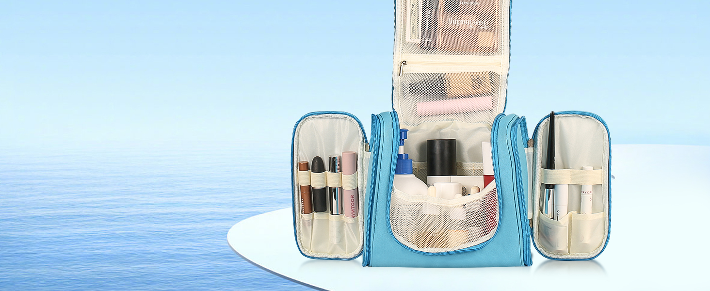 Чоловіча косметичка-органайзер для подорожей з гачком, зелена/блакитна