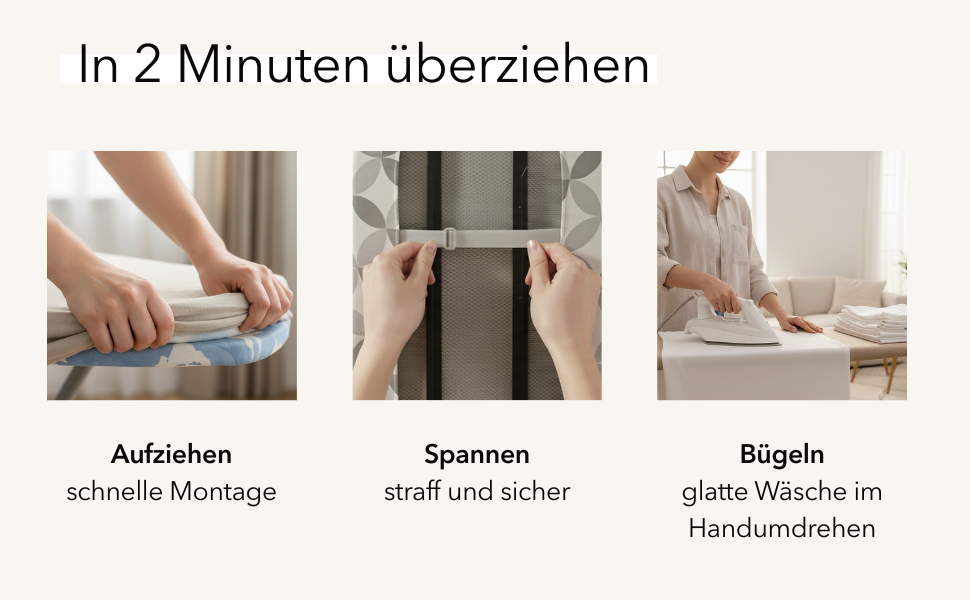 Набір для прасувальної дошки 120x40 см, бавовна, XXL-подушка, стабільний гумовий резинок, універсальний, сірий