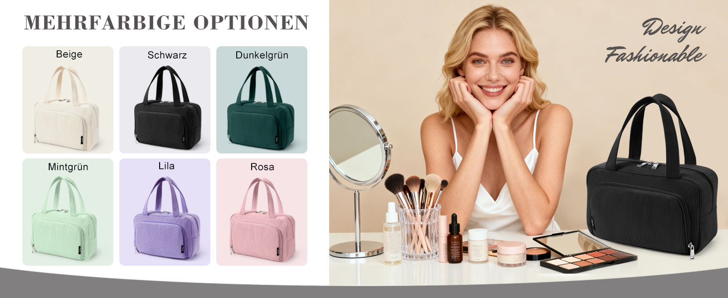 Косметичка для жінок Kalidi з багатьма відділеннями та відділенням для пензликів - велика органайзер для макіяжу та косметики, валіза, чорно-зелений колір