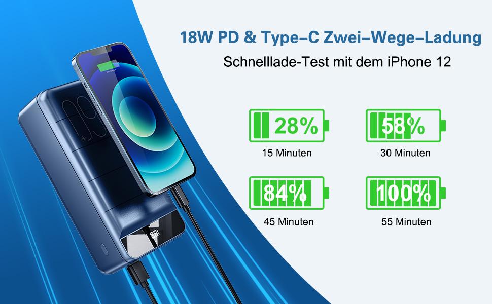 Power Bank 60000mAh 22,5W PD USB-C Чорний (X-Large) - Зовнішній акумулятор для смартфонів, планшетів