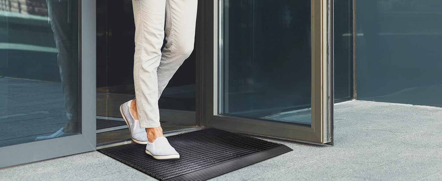 Гумовий килимок для взуття Floordirekt 60x90 см – грязезахисний вуличний та внутрішній килимок для дверей