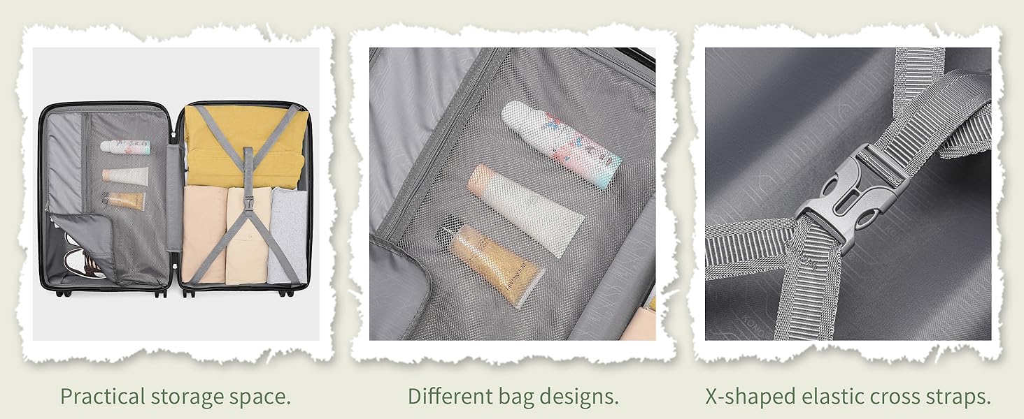 Валіза KONO Zwillingsrollen з TSA-замком, ручний багаж, білий (чорний), 35.6 см