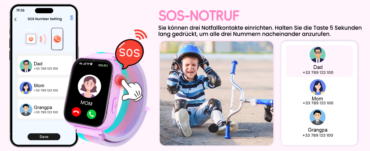 Смарт-годинник Kinder: GPS, Wi-Fi, SOS, дзвінки, ігри, для дітей 4-12 років, чорний