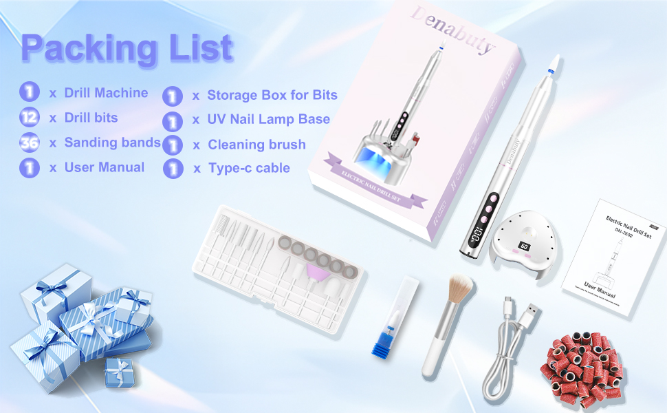 Електричний фрезер для нігтів Nagelfräser Kabellos 2-в-1 з LED лампою для манікюру та педикюру, 35000 об/хв, срібний