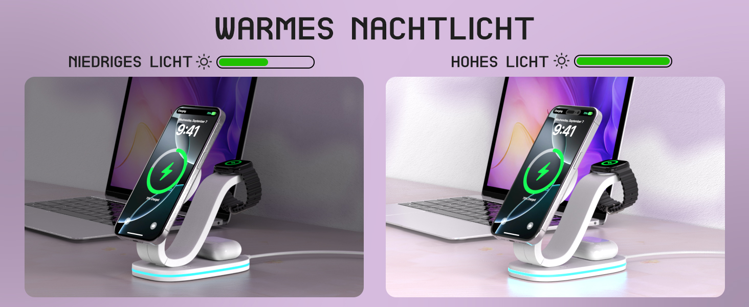 Зарядний пристрій Aimtel Schwanenhals 3-в-1 Qi2 MagSafe для Apple Watch, iPhone 17 Pro Max/17/16/15 та AirPods (30W) білий