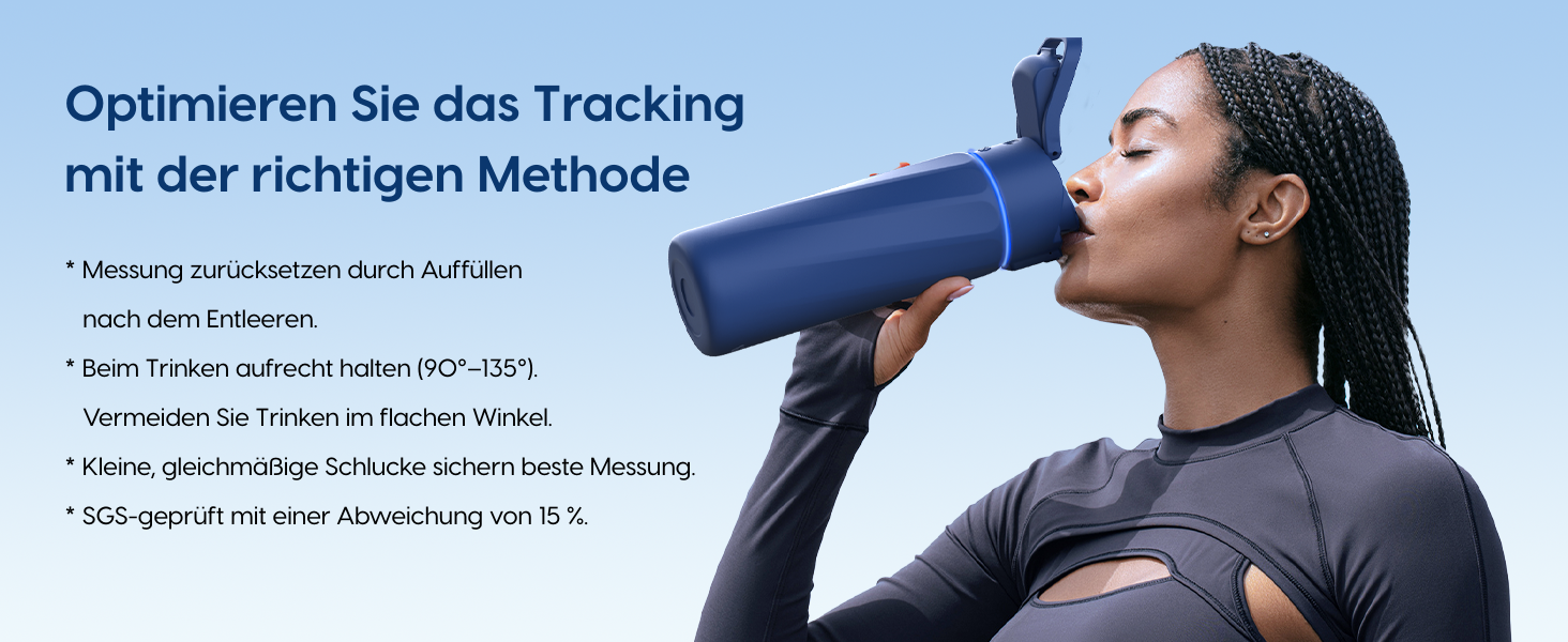 Розумна пляшка для води WATERH Boost з нагадуванням та трекером, 946 мл, нержавіюча сталь, блакитна