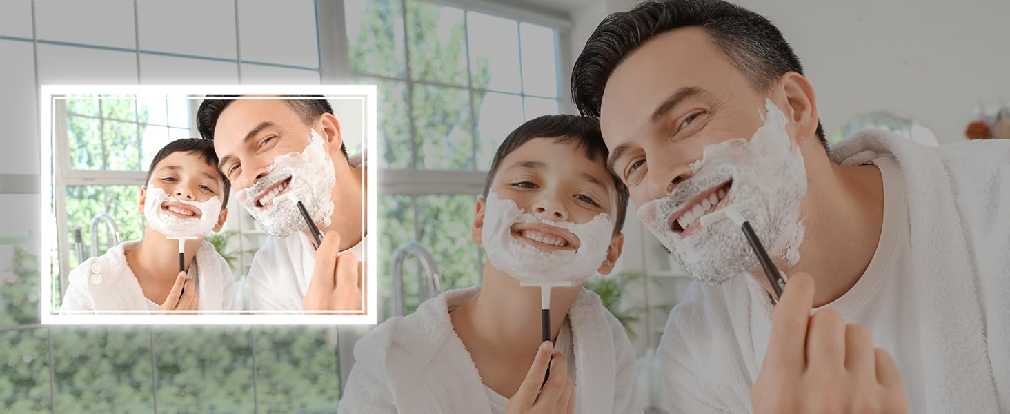 Дзеркало для ванної кімнати SONNI з підсвічуванням 80x60 см, 3 кольори світла, проти запотівання, LED, сенсорне керування, годинник, температура, 3-кратне збільшення