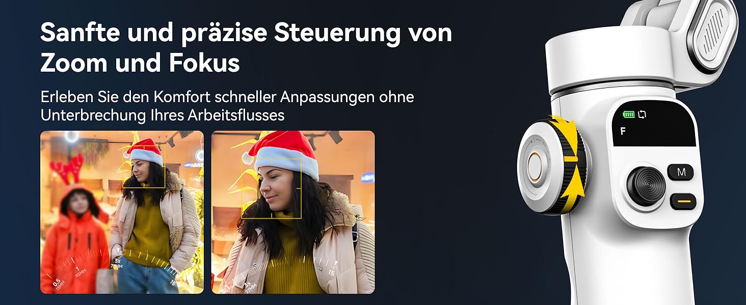 Стабілізатор для iPhone та Android з 3-осьовою стабілізацією та OLED-дисплеєм, 7.8