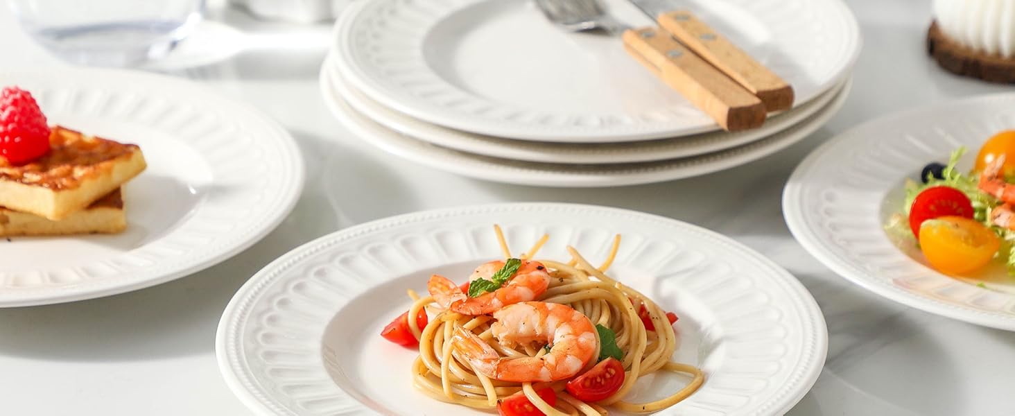 Набір сервіровочних тарілок UIBFCWN, 8 шт., 25.4 x 15.2 см, кераміка, білий колір