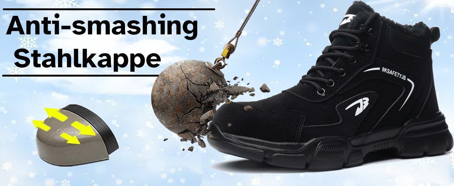 Черевики безпеки для чоловіків та жінок, водонепроникні зимові утеплені черевики з металевим носком, чорні, розмір 43 EU