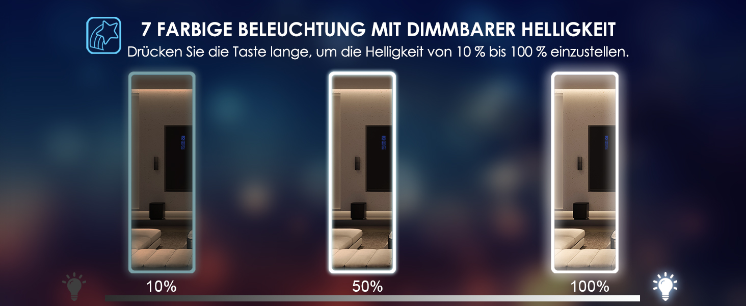 Дзеркало для тіла LVSOMT з підсвічуванням RGB, 120x40 см, настінне, для спальні, LED, сучасне, прямокутне, дзеркало над дверима