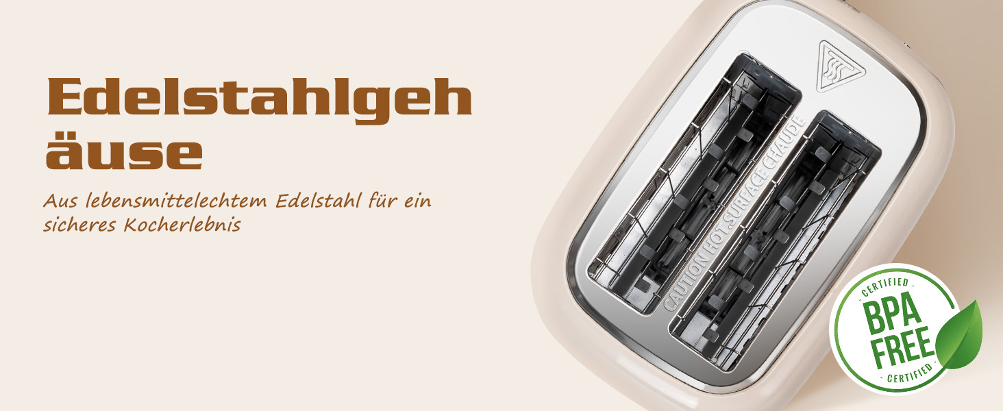Тостер Aigostar 2-х секційний, Ретро, Кремовий, 800W, 6 рівнів підсмажування, Функції: Bagel, розморожування, підігрів, відміна