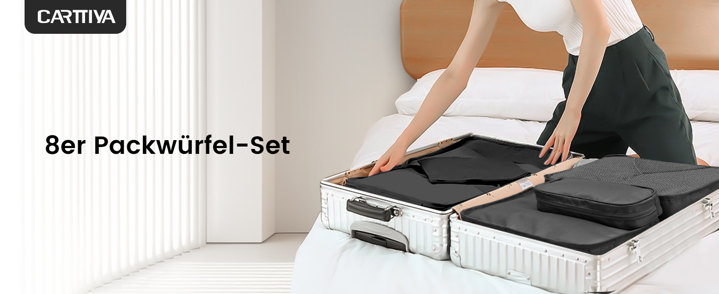 Органайзери для валізи Packing Cubes, 8 шт., водонепроникні, чорні + косметичка