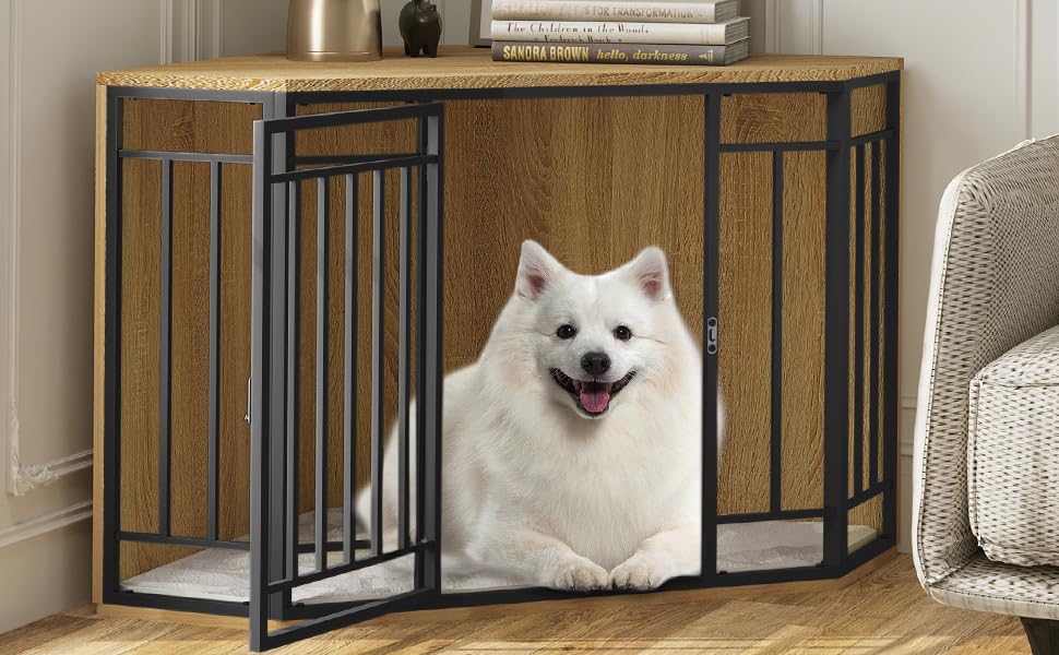 Клітка для собак EUGAD, собача будка для дому, металева, 111x67x60 см, з подушкою