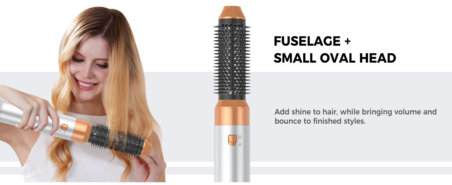 Фен-щітка 6 в 1 Airbrush Pro | Набір для укладки волосся - 1000W, круглі щітки, керлер, фен-щітка, фен, випрямляч | Для всіх типів волосся - блакитний (класичний білий)