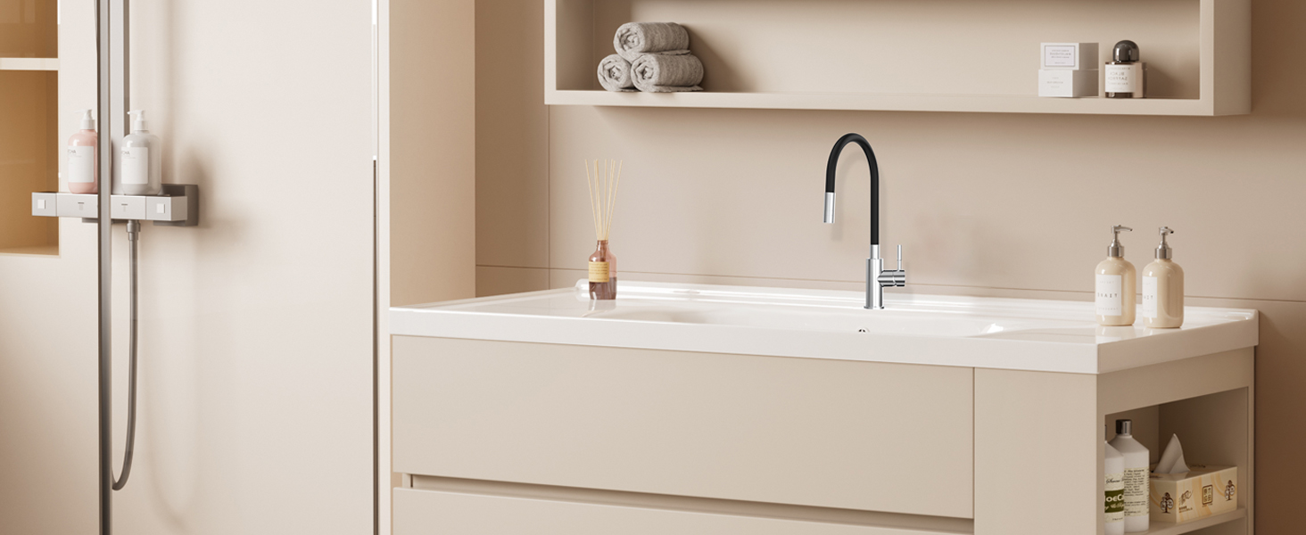 Чорний кухонний змішувач з гнучким виливом, 360° обертання, 2 режими струменя, нержавіюча сталь