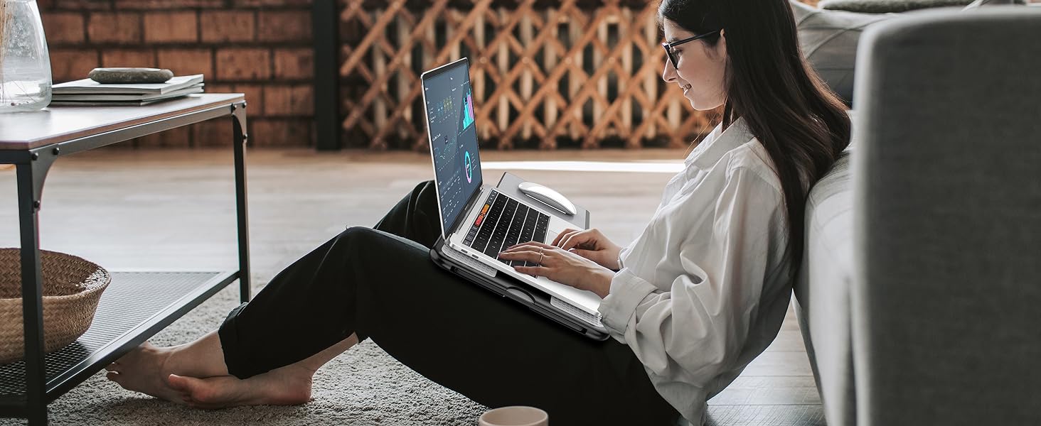 Підставка для ноутбука AboveTEK з вбудованим мауспадом, сірого кольору, для роботи вдома, в офісі, у подорожах