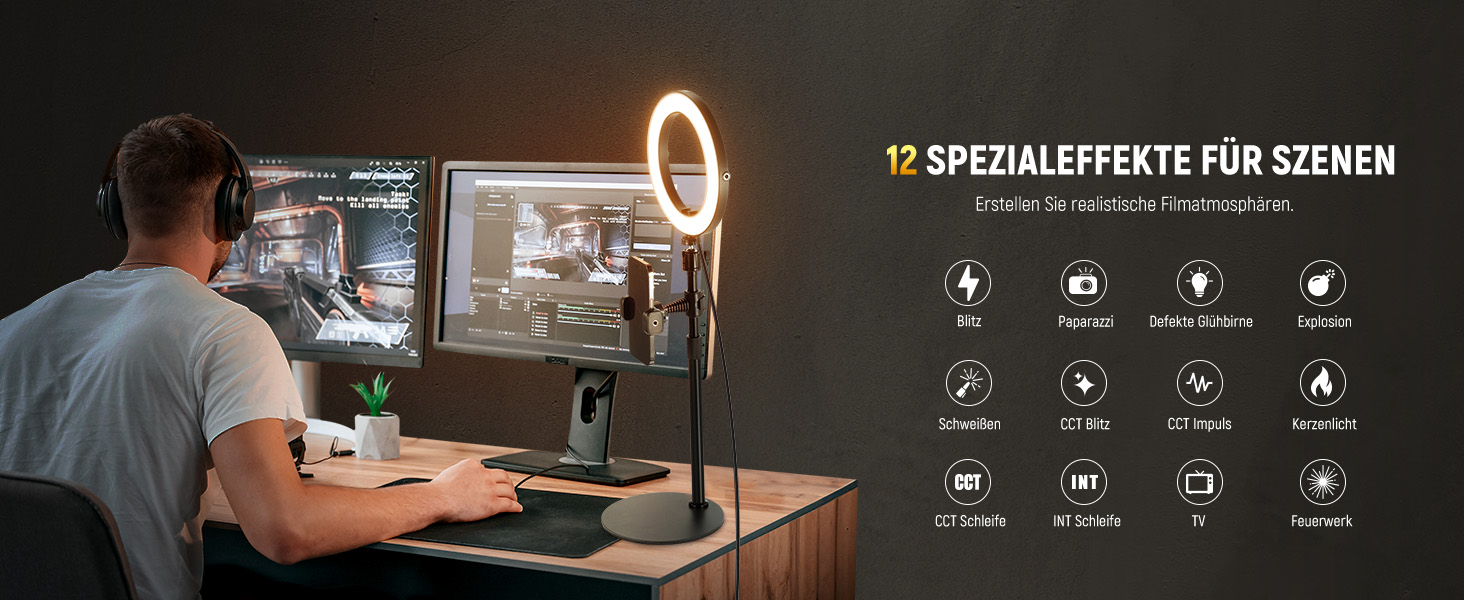 NEEWER Кольцеве світло 80 см 18 Вт з штативом та тримачем для телефону, для iPhone, стрімінгу, відеоконференцій, Zoom, RH8B